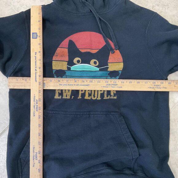 Port & Co Women's Ew People Cat mask Hoodie Sweatshirt Sz M Snarky Sarcasm Witty - Picture 8 of 11